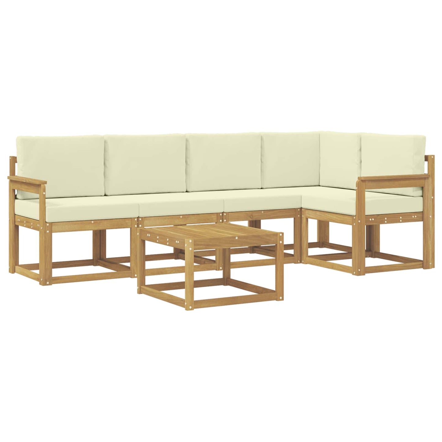 vidaXL Σειρά Καναπέ Εξωτερικού με μαξιλάρι 6 pcs Λευκό και Κρεμ