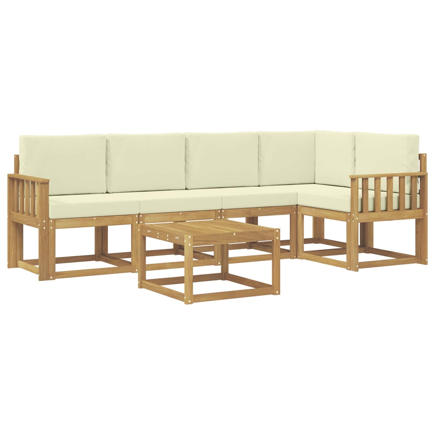 vidaXL Σειρά Καναπέ Εξωτερικού με μαξιλάρι 6 pcs Λευκό και Κρεμ