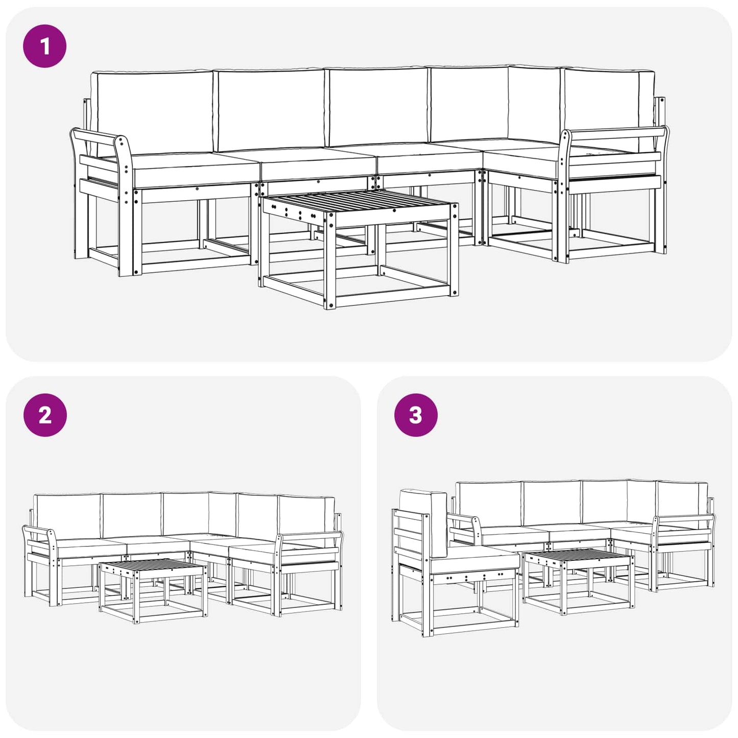 vidaXL Σειρά Καναπέ Εξωτερικού 6 pcs Λευκό και Ανοιχτό Γκρι