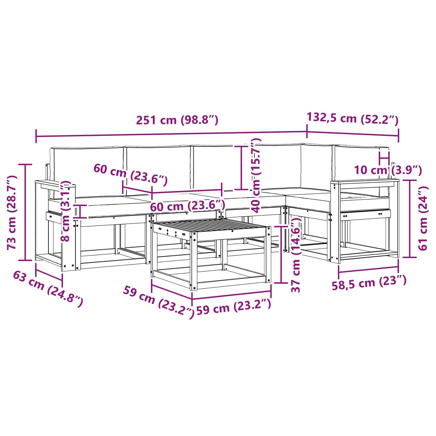 vidaXL Σειρά Καναπέ Εξωτερικού 6 pcs Λευκό και Ανοιχτό Γκρι