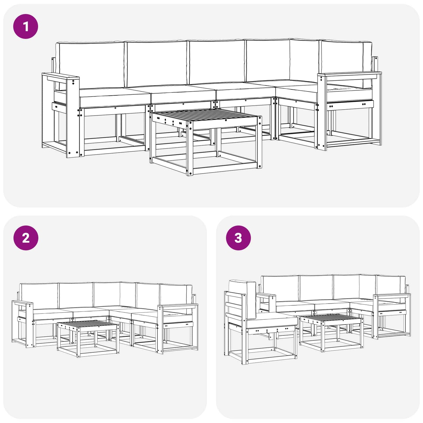 vidaXL Σειρά Καναπέ Εξωτερικού 6 pcs Λευκό και Ανοιχτό Γκρι