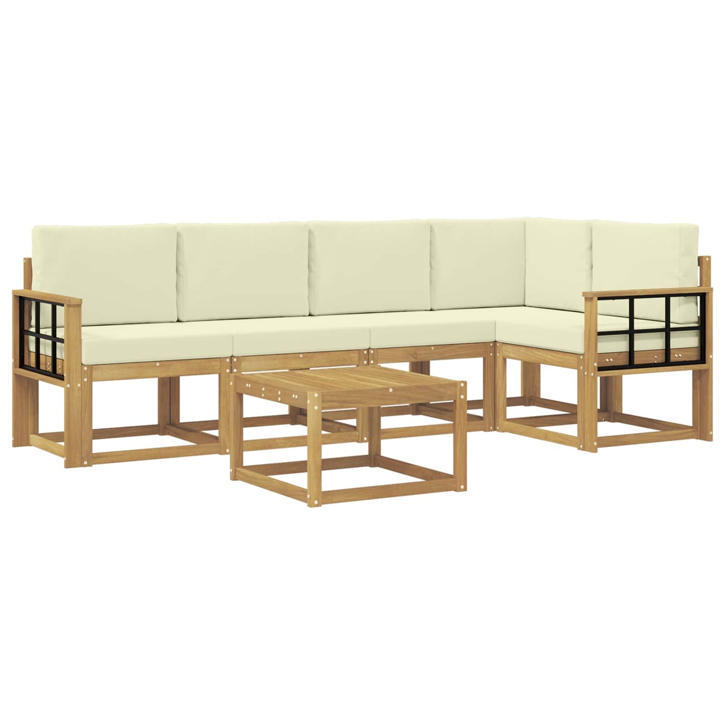 vidaXL Σειρά Καναπέ Εξωτερικού με μαξιλάρι 6 pcs Λευκό και Κρεμ