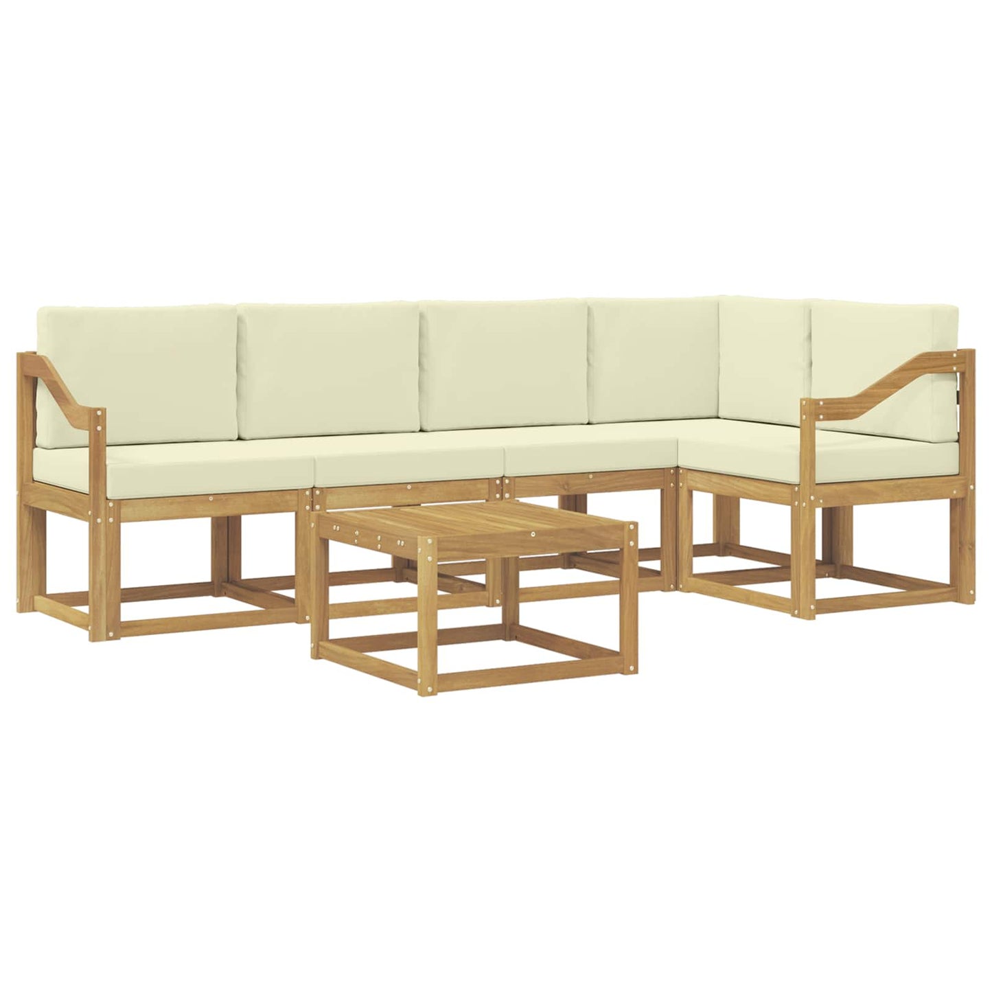 vidaXL Σειρά Καναπέ Εξωτερικού με μαξιλάρι 6 pcs Λευκό και Κρεμ