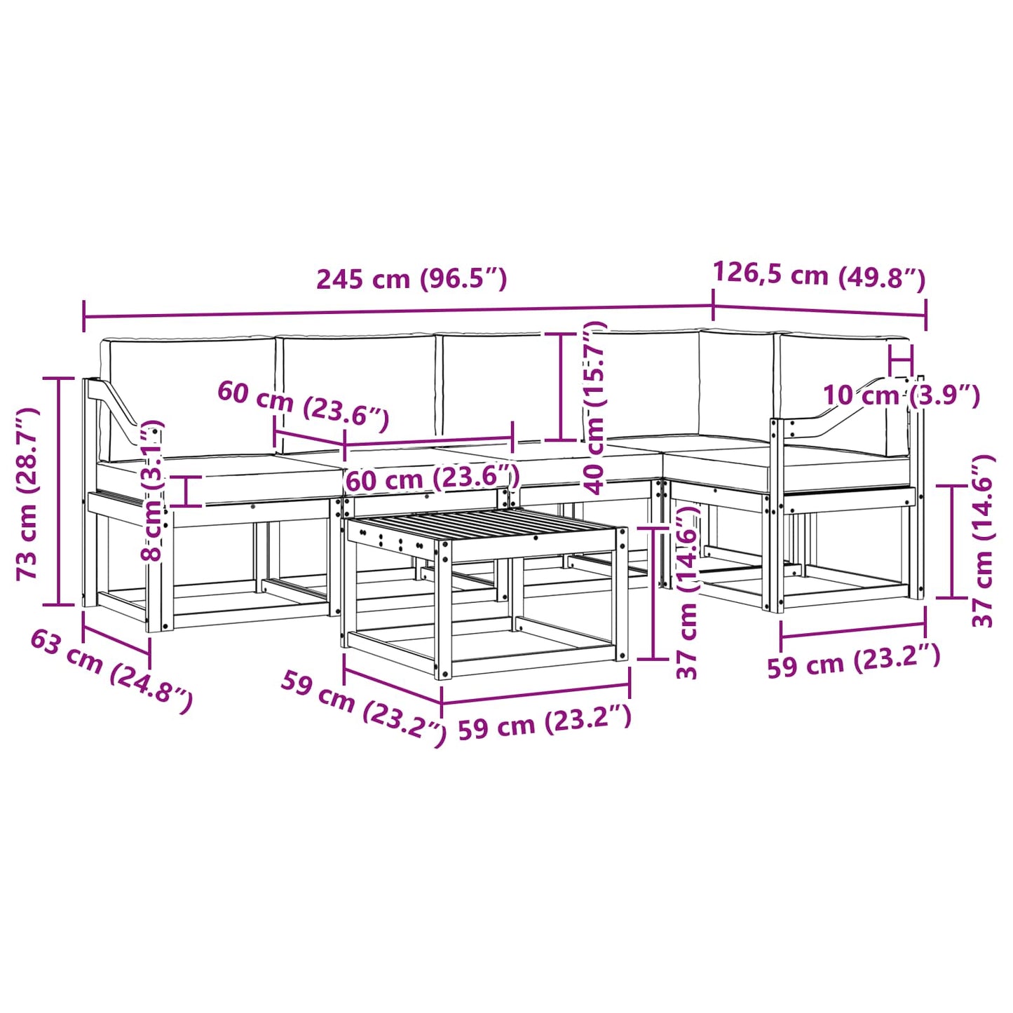 vidaXL Σειρά Καναπέ Εξωτερικού 6 pcs Λευκό και Ανοιχτό Γκρι