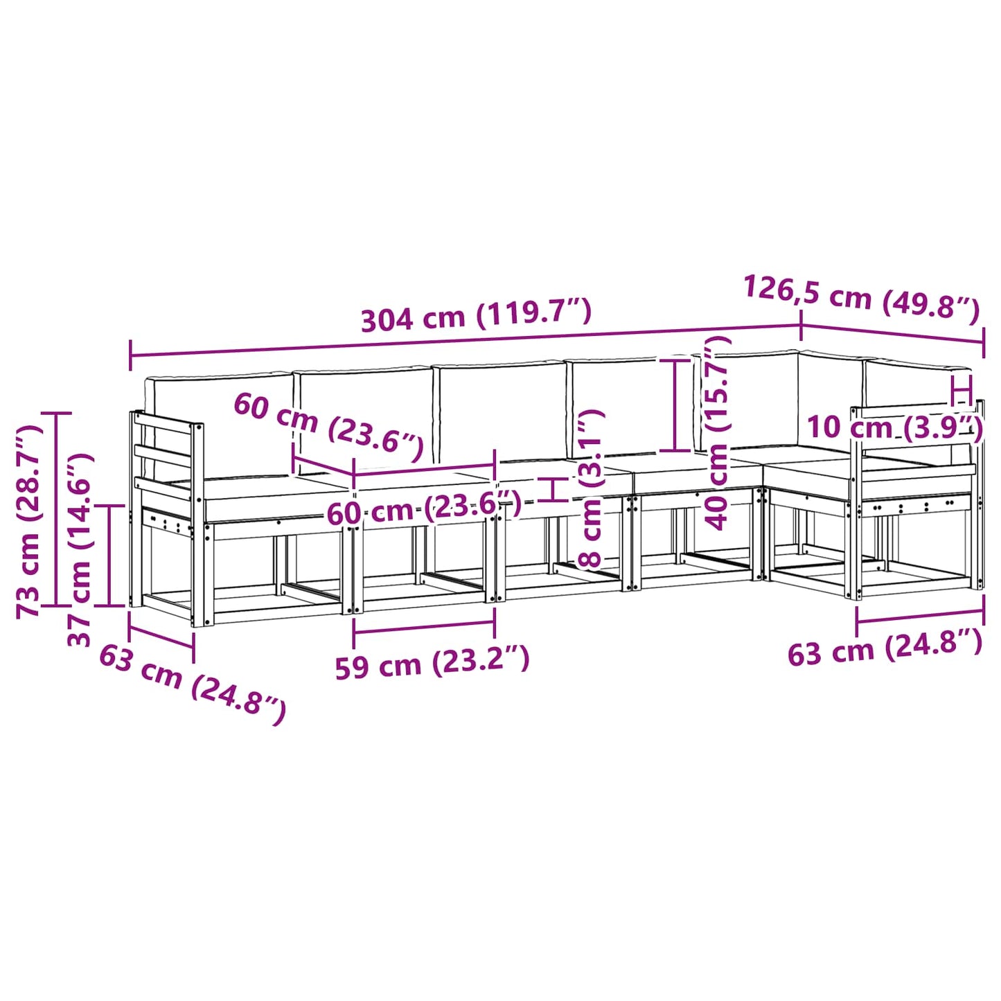 vidaXL Σειρά Καναπέ Εξωτερικού 6 pcs Άσπρο και Ανθρακί Πολυεστέρας