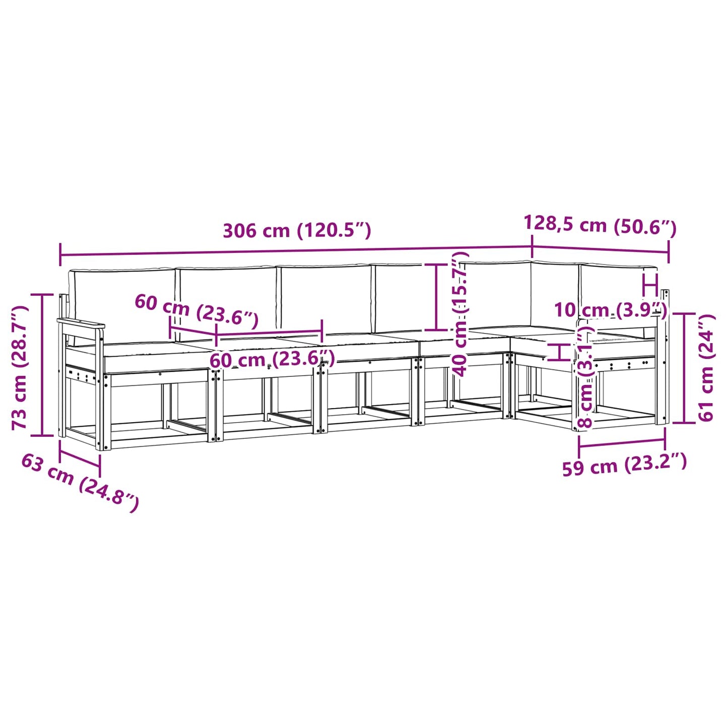 vidaXL Σειρά Καναπέ Εξωτερικού 6 pcs Άσπρο και Ανθρακί Πολυεστέρας