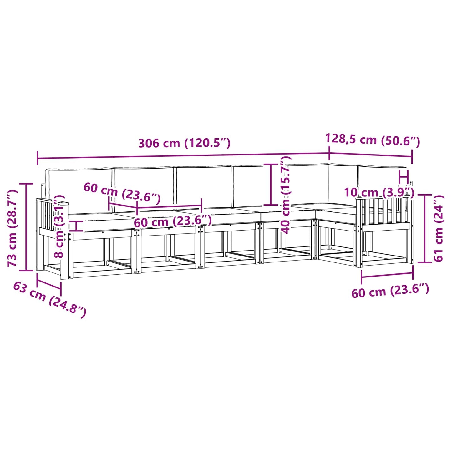 vidaXL Σειρά Καναπέ Εξωτερικού 6 pcs Λευκό και Κρεμ Πολυεστέρας
