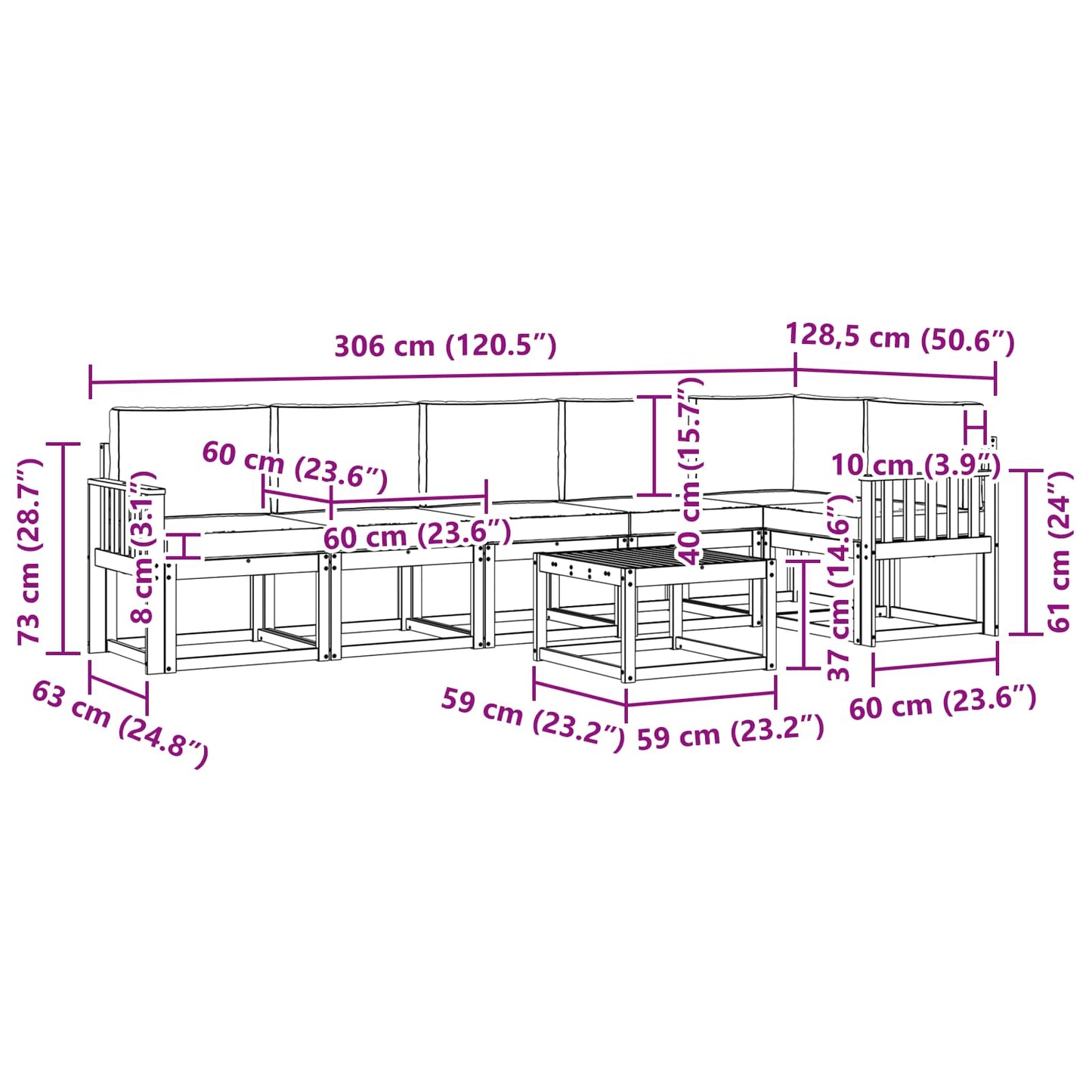 vidaXL Σειρά Καναπέ Εξωτερικού 7 pcs Λευκό και Κρεμ Πολυεστέρας