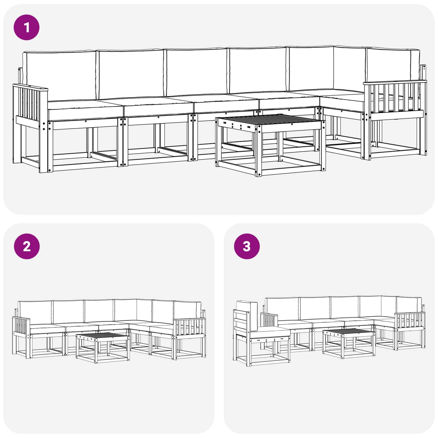 vidaXL Σειρά Καναπέ Εξωτερικού 7 pcs Λευκό και Κρεμ Πολυεστέρας