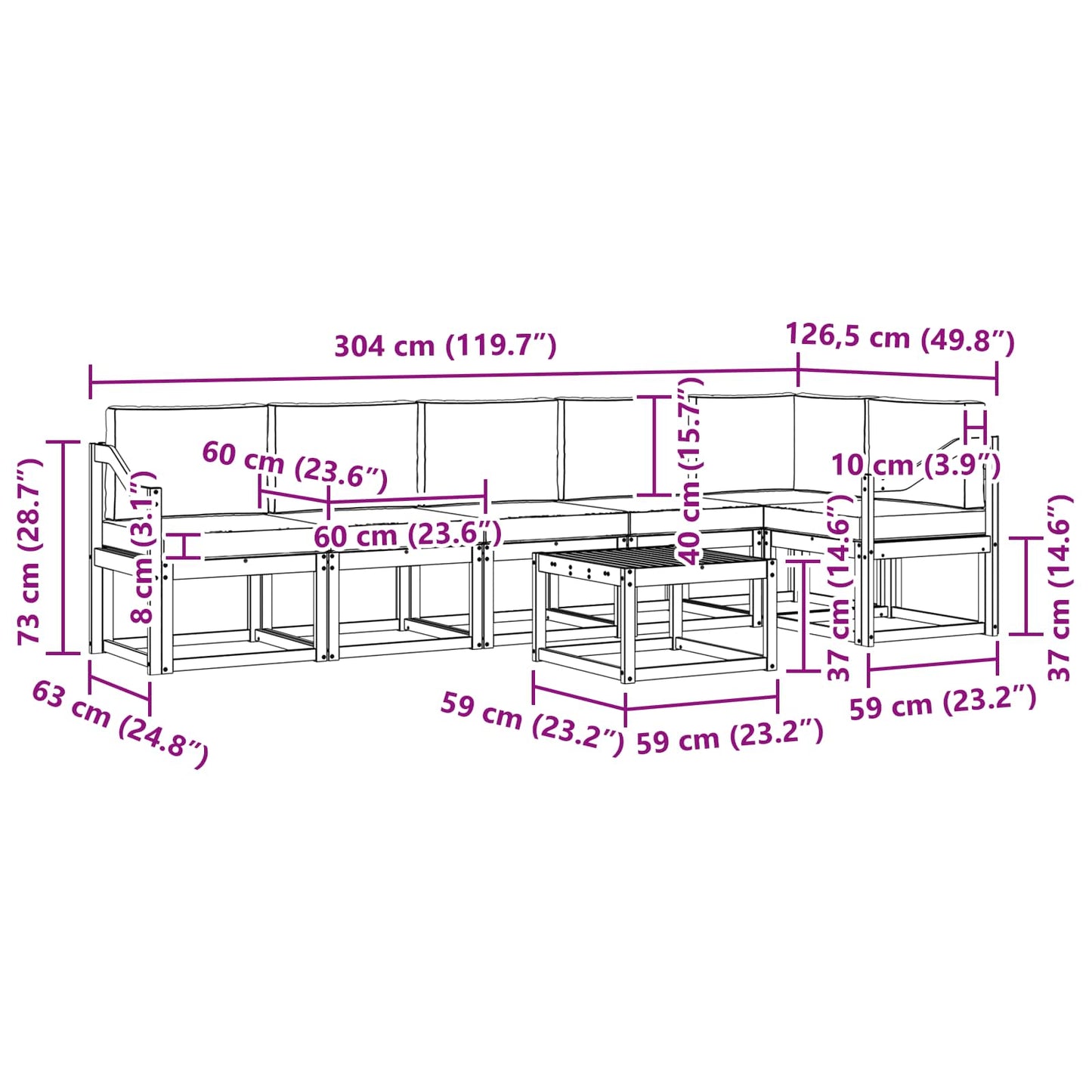 vidaXL Σειρά Καναπέ Εξωτερικού 7 pcs Άσπρο και Ανθρακί Πολυεστέρας