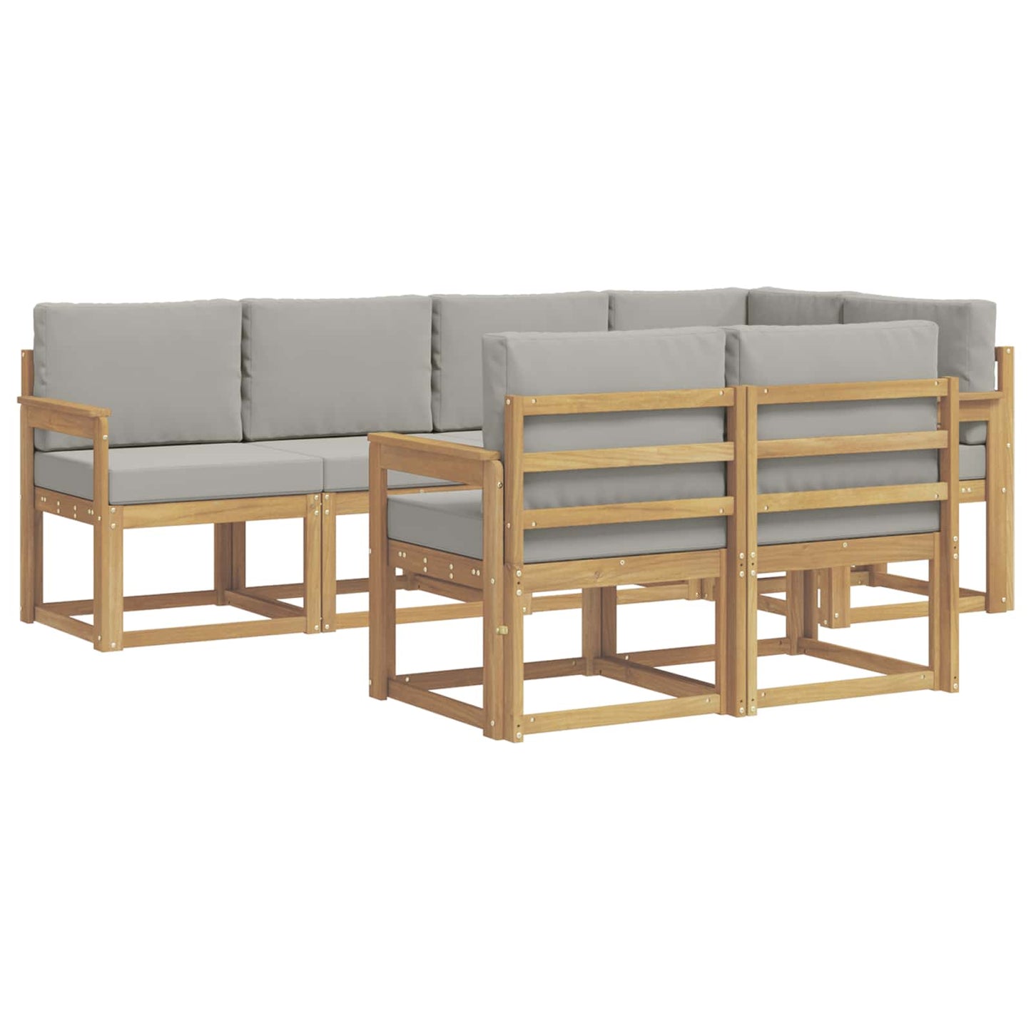vidaXL Σειρά Καναπέ Εξωτερικού 7 pcs Λευκό και Ανοιχτό Γκρι