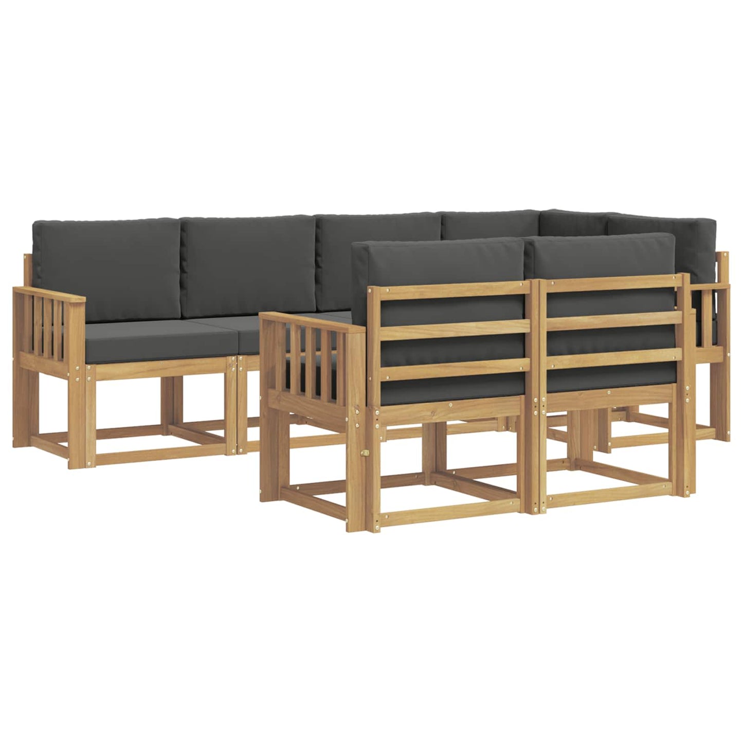 vidaXL Σειρά Καναπέ Εξωτερικού 7 pcs Άσπρο και Ανθρακί Πολυεστέρας
