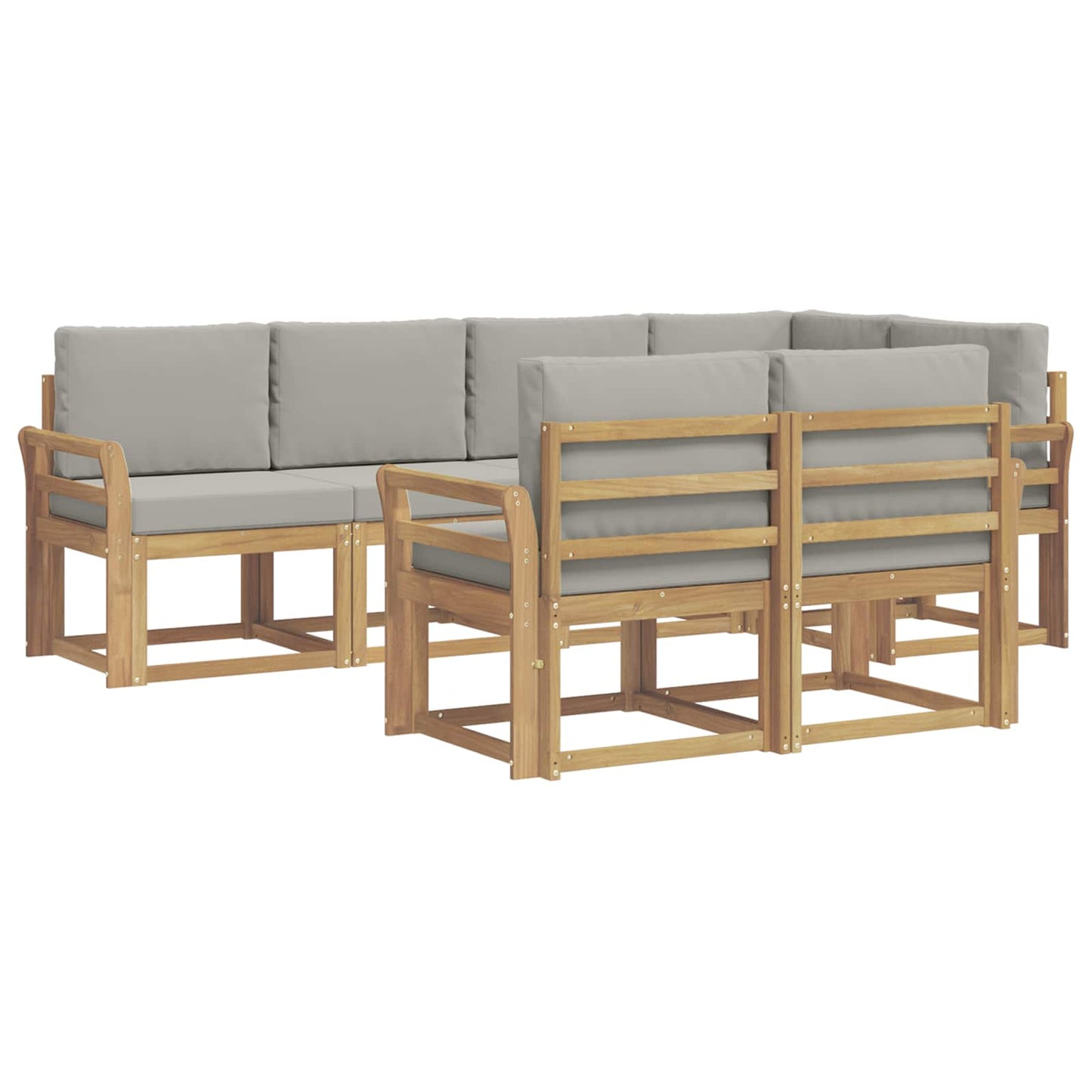 vidaXL Σειρά Καναπέ Εξωτερικού 7 pcs Λευκό και Ανοιχτό Γκρι