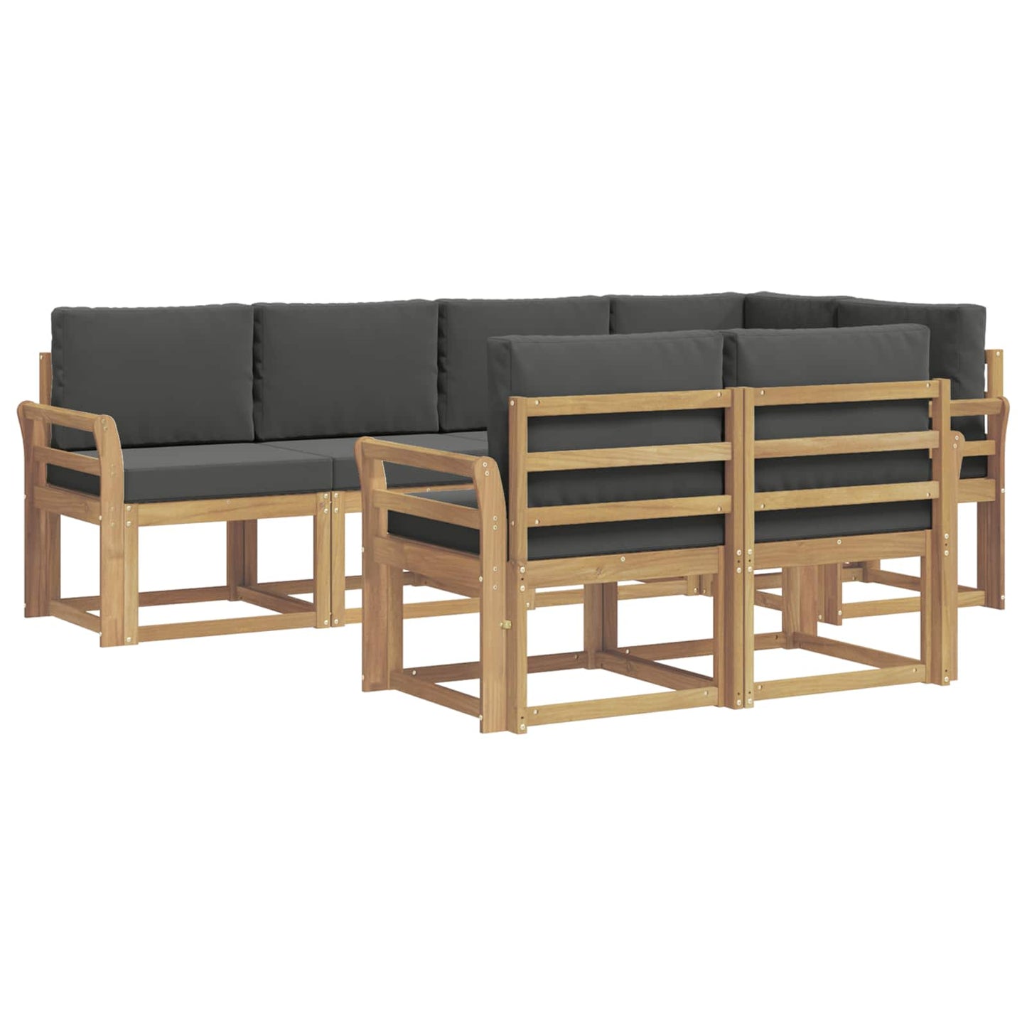 vidaXL Σειρά Καναπέ Εξωτερικού 7 pcs Άσπρο και Ανθρακί Πολυεστέρας