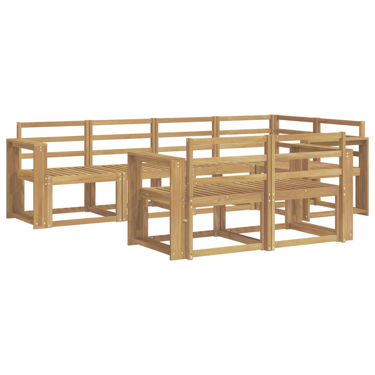 vidaXL Σειρά Καναπέ Εξωτερικού 7 pcs Λευκό Στερεό Ξύλο Ακακίας