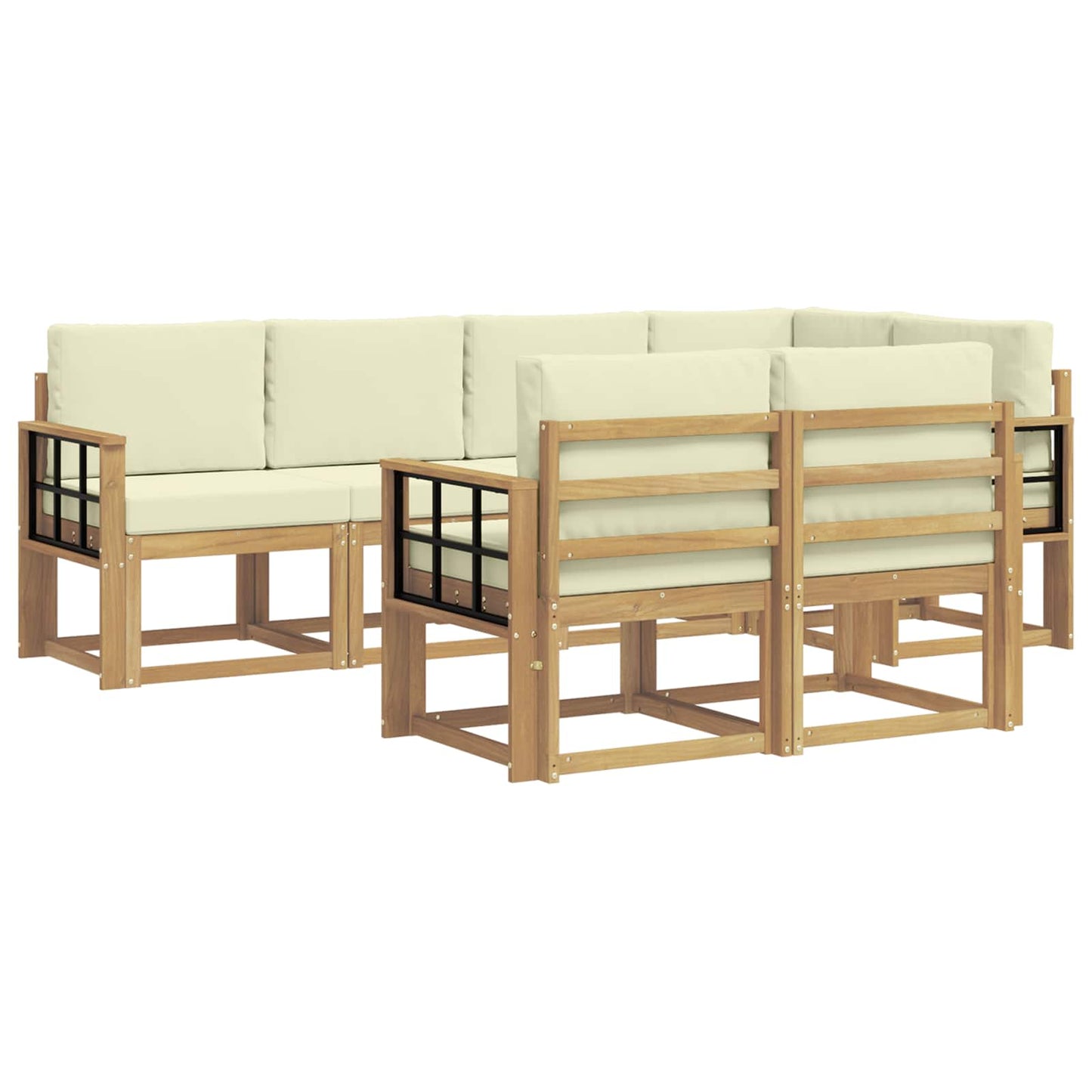 vidaXL Σειρά Καναπέ Εξωτερικού 7 pcs Λευκό και Κρεμ Πολυεστέρας