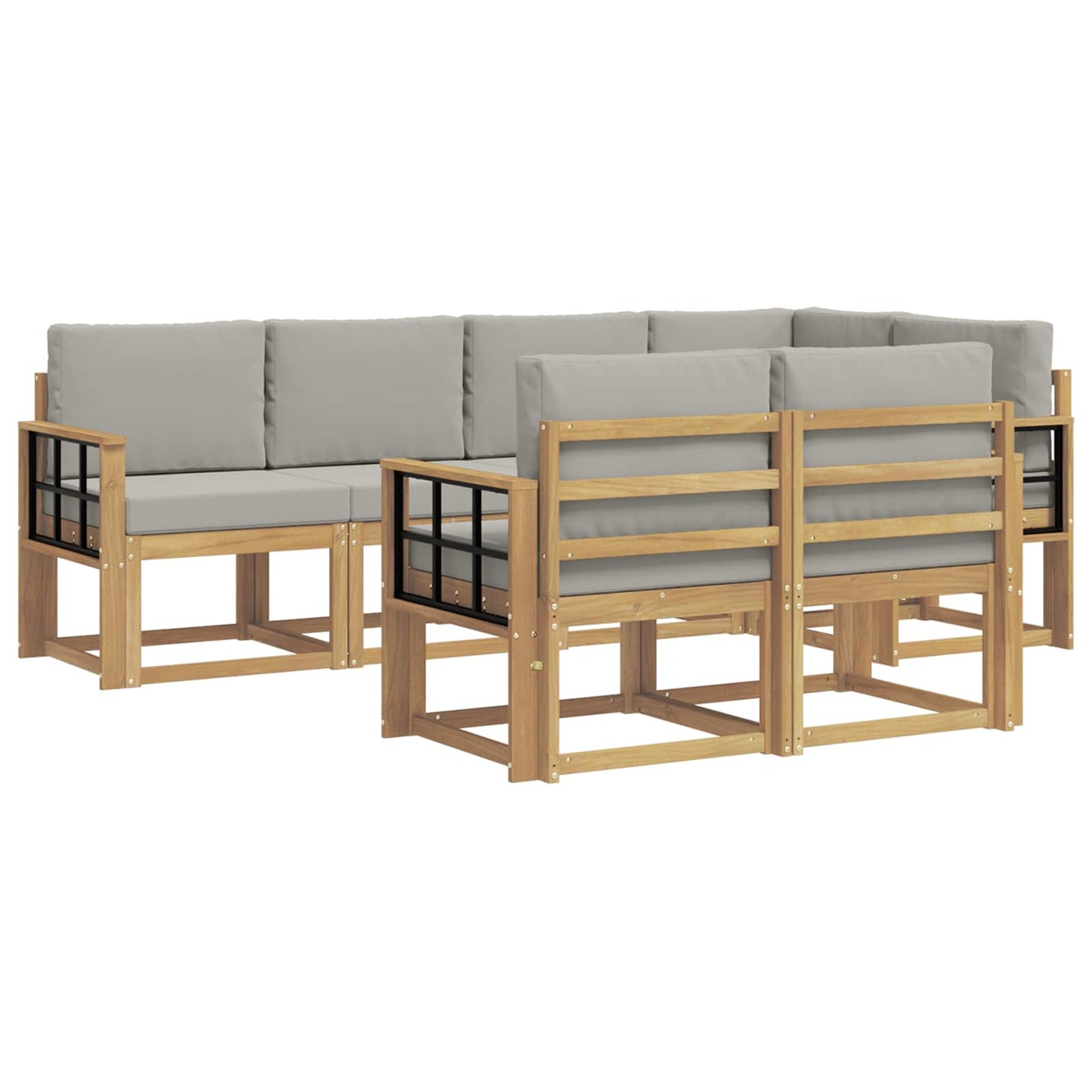 vidaXL Σειρά Καναπέ Εξωτερικού 7 pcs Λευκό και Ανοιχτό Γκρι