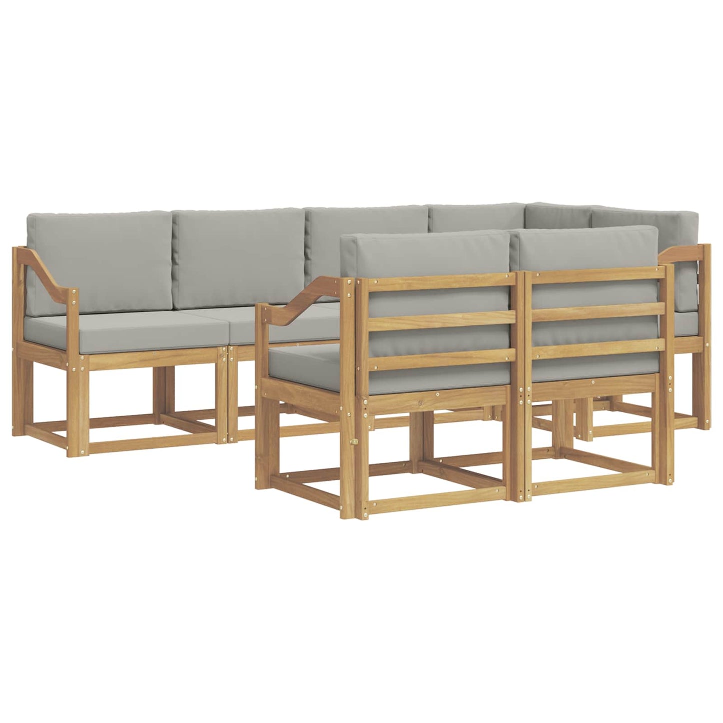 vidaXL Σειρά Καναπέ Εξωτερικού 7 pcs Λευκό και Ανοιχτό Γκρι