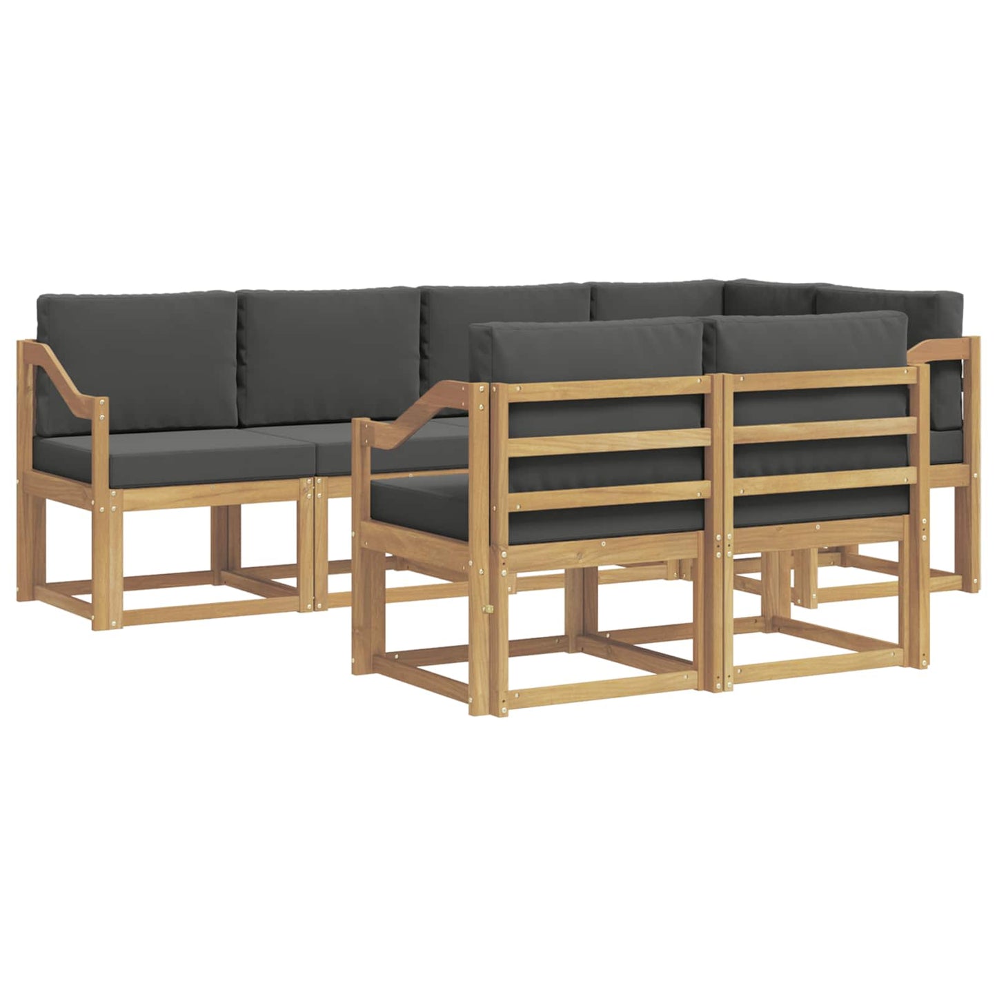 vidaXL Σειρά Καναπέ Εξωτερικού 7 pcs Άσπρο και Ανθρακί Πολυεστέρας