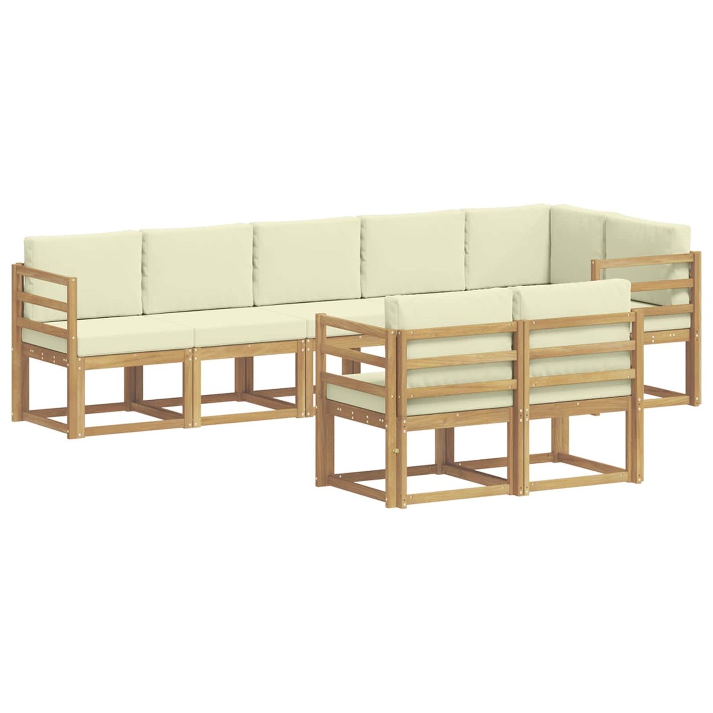 vidaXL Σειρά Καναπέ Εξωτερικού 8 pcs Λευκό και Κρεμ Πολυεστέρας