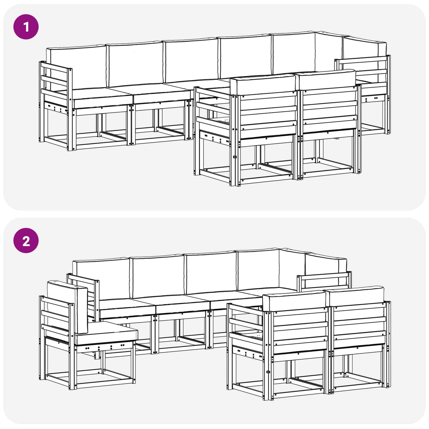 vidaXL Σειρά Καναπέ Εξωτερικού 8 pcs Λευκό και Κρεμ Πολυεστέρας