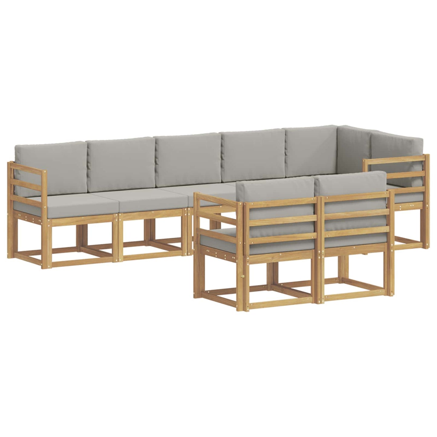vidaXL Σειρά Καναπέ Εξωτερικού 8 pcs Λευκό και Ανοιχτό Γκρι