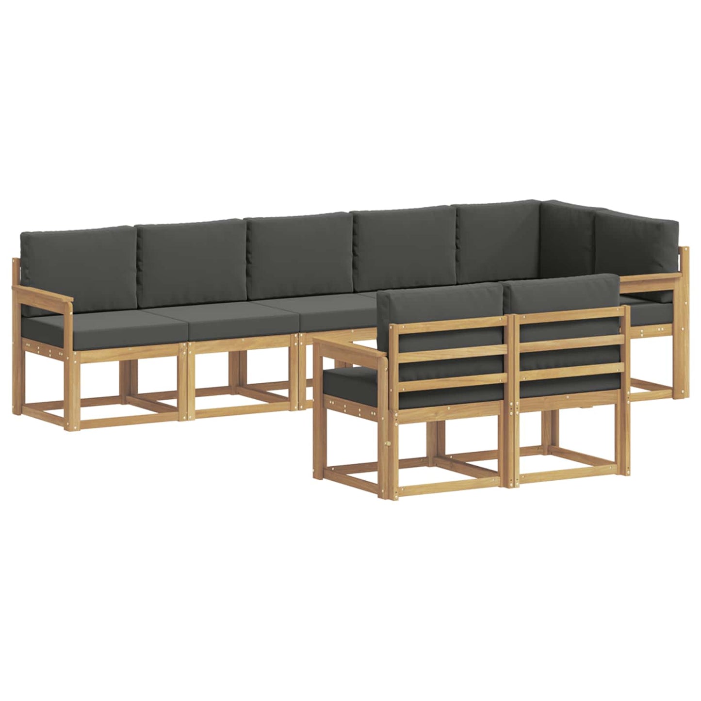 vidaXL Σειρά Καναπέ Εξωτερικού 8 pcs Άσπρο και Ανθρακί Πολυεστέρας