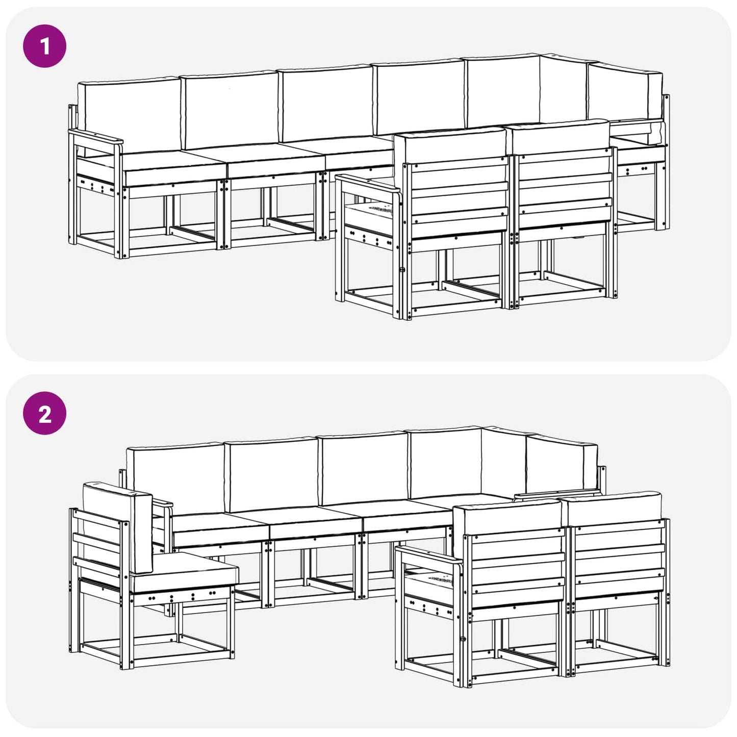 vidaXL Σειρά Καναπέ Εξωτερικού 8 pcs Άσπρο και Ανθρακί Πολυεστέρας