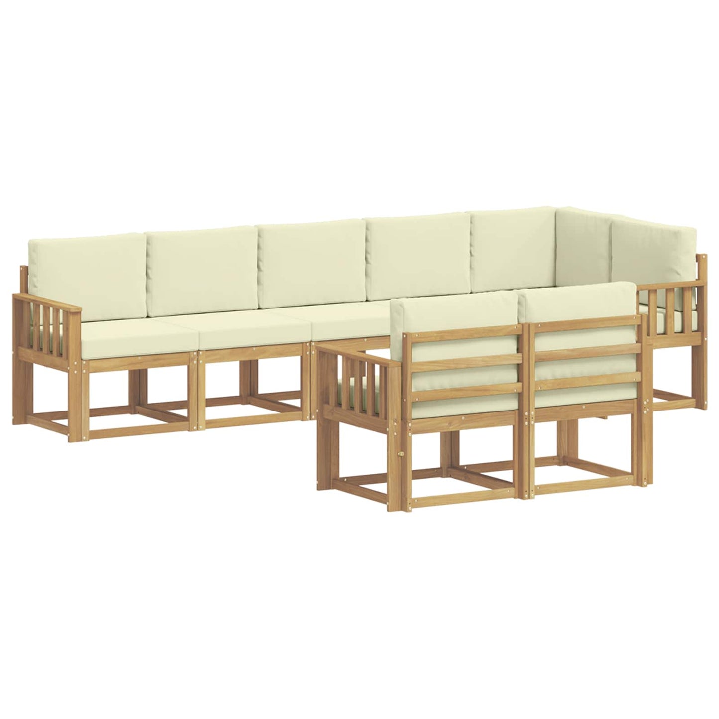 vidaXL Σειρά Καναπέ Εξωτερικού 8 pcs Λευκό και Κρεμ Πολυεστέρας