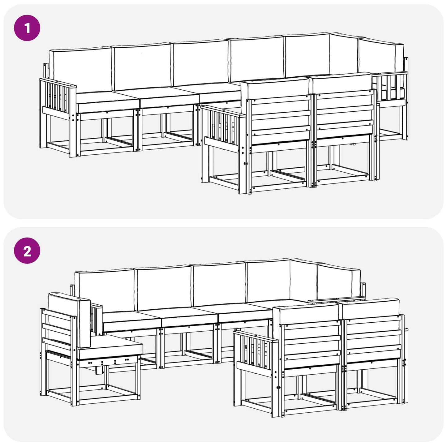 vidaXL Σειρά Καναπέ Εξωτερικού 8 pcs Λευκό και Κρεμ Πολυεστέρας