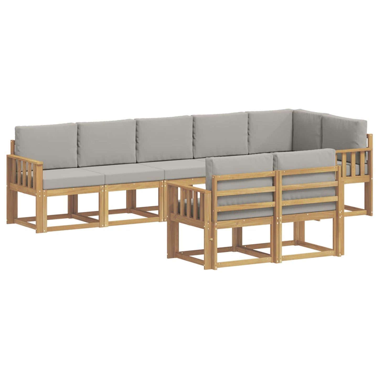 vidaXL Σειρά Καναπέ Εξωτερικού 8 pcs Λευκό και Ανοιχτό Γκρι