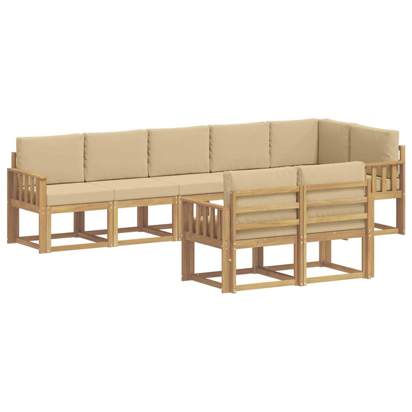 vidaXL Σειρά Καναπέ Εξωτερικού 8 pcs Λευκό και Μπεζ Πολυεστέρας
