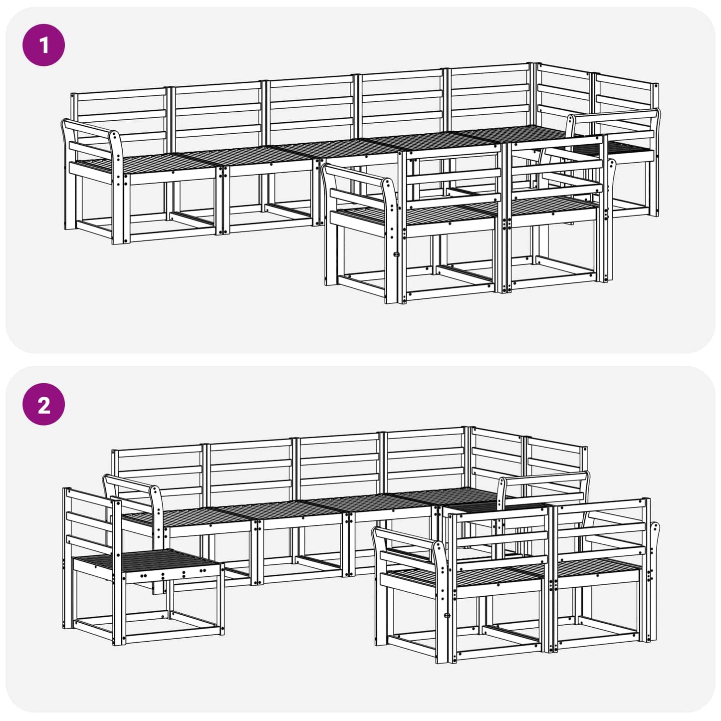 vidaXL Σειρά Καναπέ Εξωτερικού 8 pcs Λευκό Στερεό Ξύλο Ακακίας