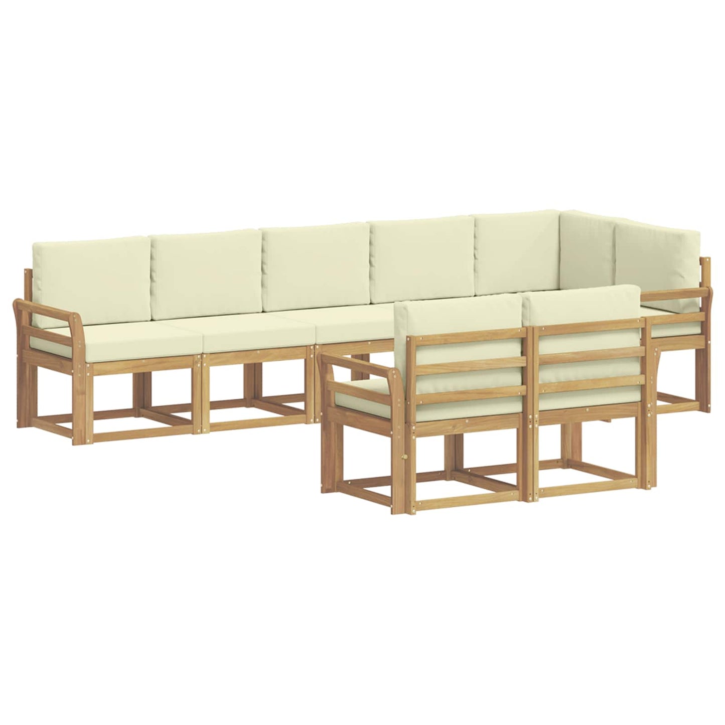 vidaXL Σειρά Καναπέ Εξωτερικού 8 pcs Λευκό και Κρεμ Πολυεστέρας