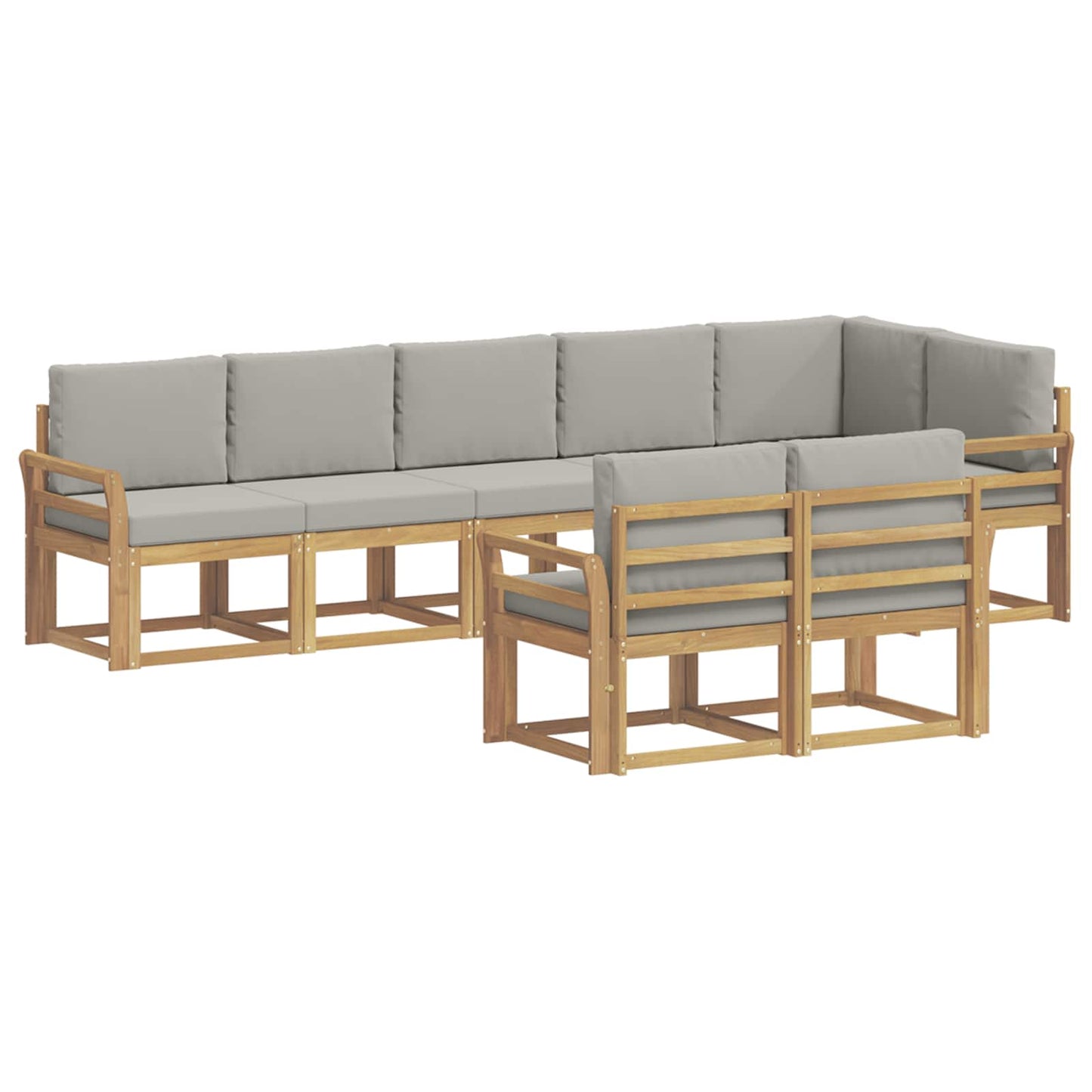 vidaXL Σειρά Καναπέ Εξωτερικού 8 pcs Λευκό και Ανοιχτό Γκρι