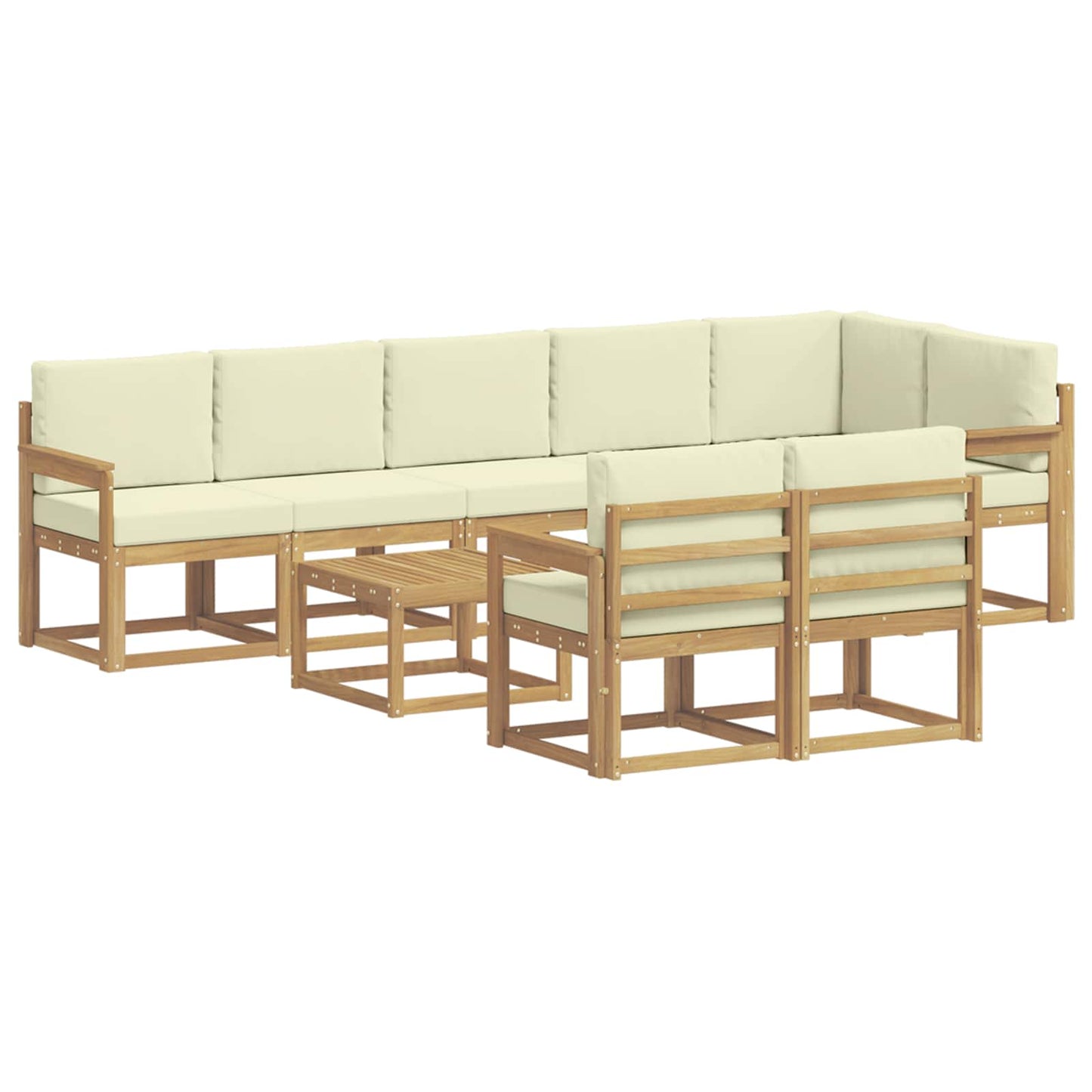 vidaXL Σειρά Καναπέ Εξωτερικού 9 τμχ. Λευκό και Κρεμ Πολυεστέρας