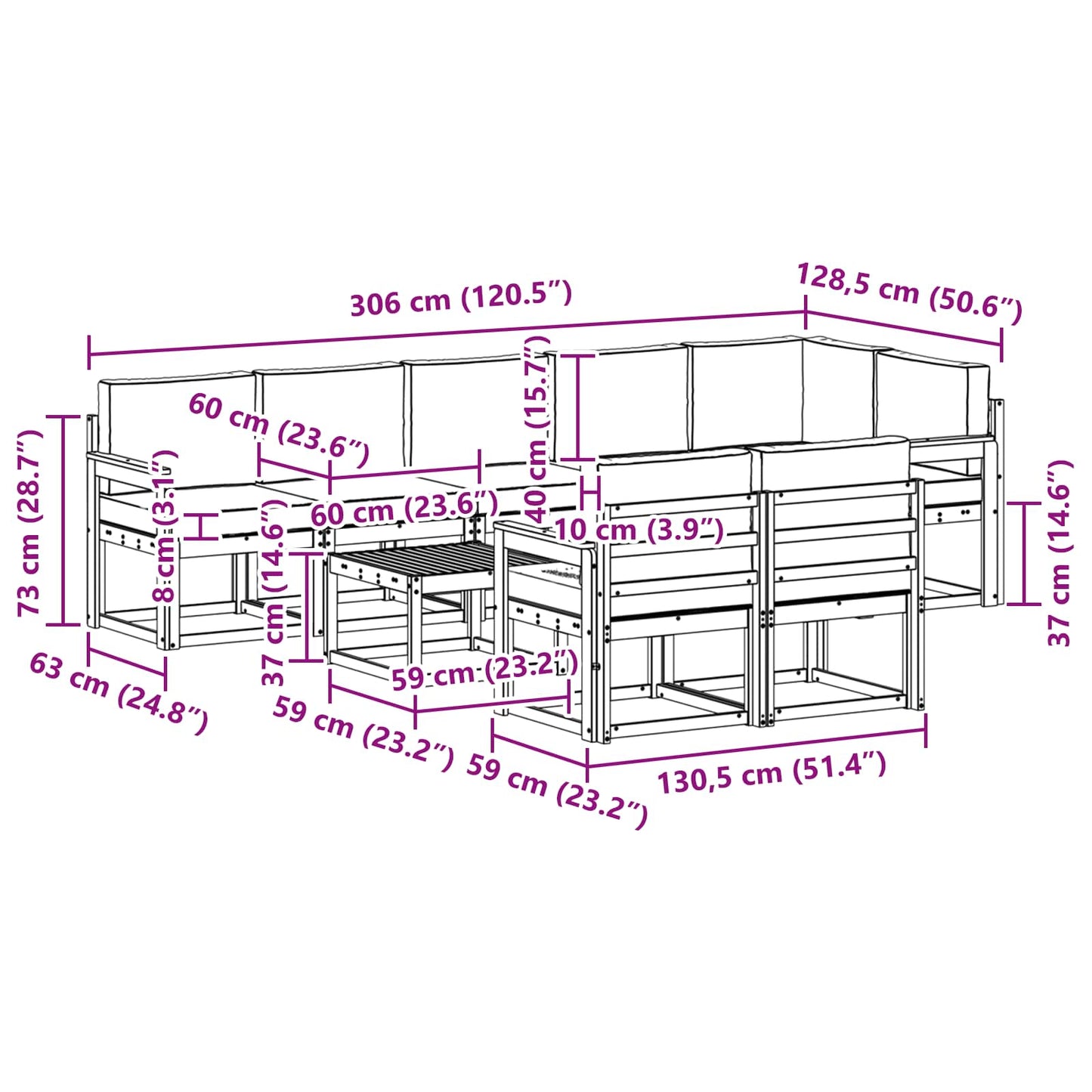 vidaXL Σειρά Καναπέ Εξωτερικού 9 pcs Άσπρο και Ανθρακί Πολυεστέρας