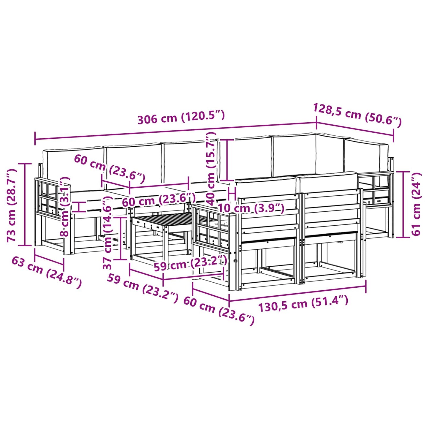 vidaXL Σειρά Καναπέ Εξωτερικού 9 pcs Άσπρο και Ανθρακί Πολυεστέρας