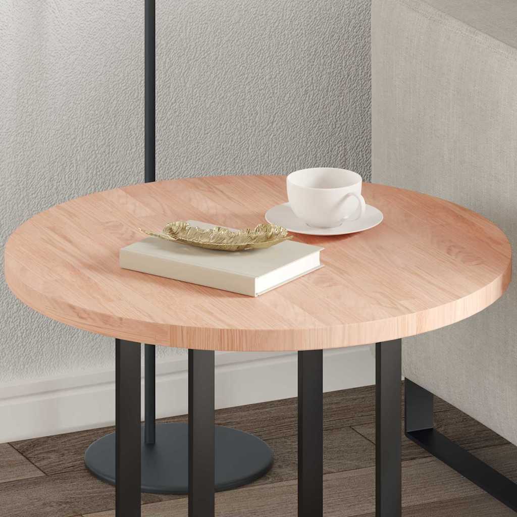 vidaXL Καπάκι τραπεζιού Ανοιχτό καφέ Ø 60 x 2.5 cm Στερεό ξύλο δρυός