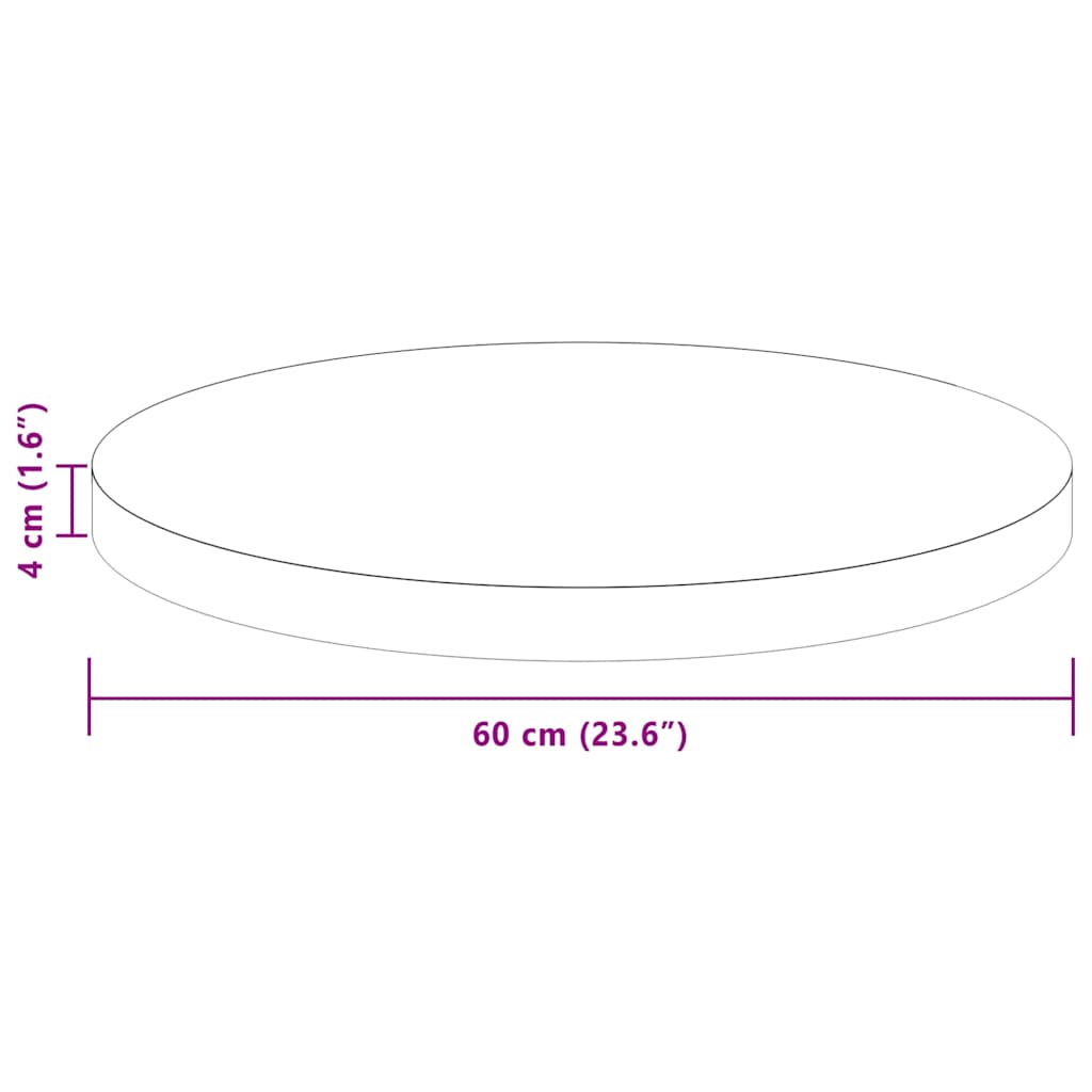 vidaXL Καπάκι τραπεζιού Ανοιχτό καφέ Ø 60 x 4 cm Στερεό ξύλο δρυός