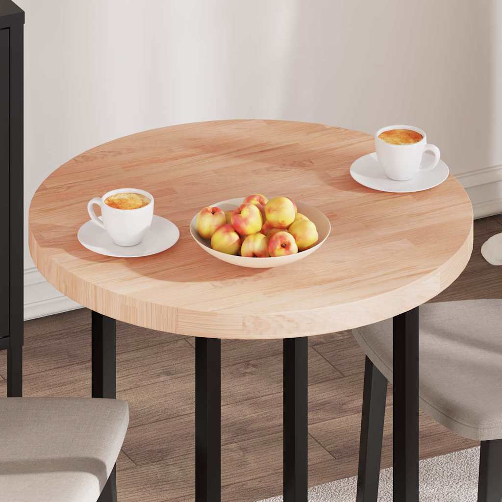 vidaXL Καπάκι τραπεζιού Ανοιχτό καφέ Ø 70 x 4 cm Στερεό ξύλο δρυός