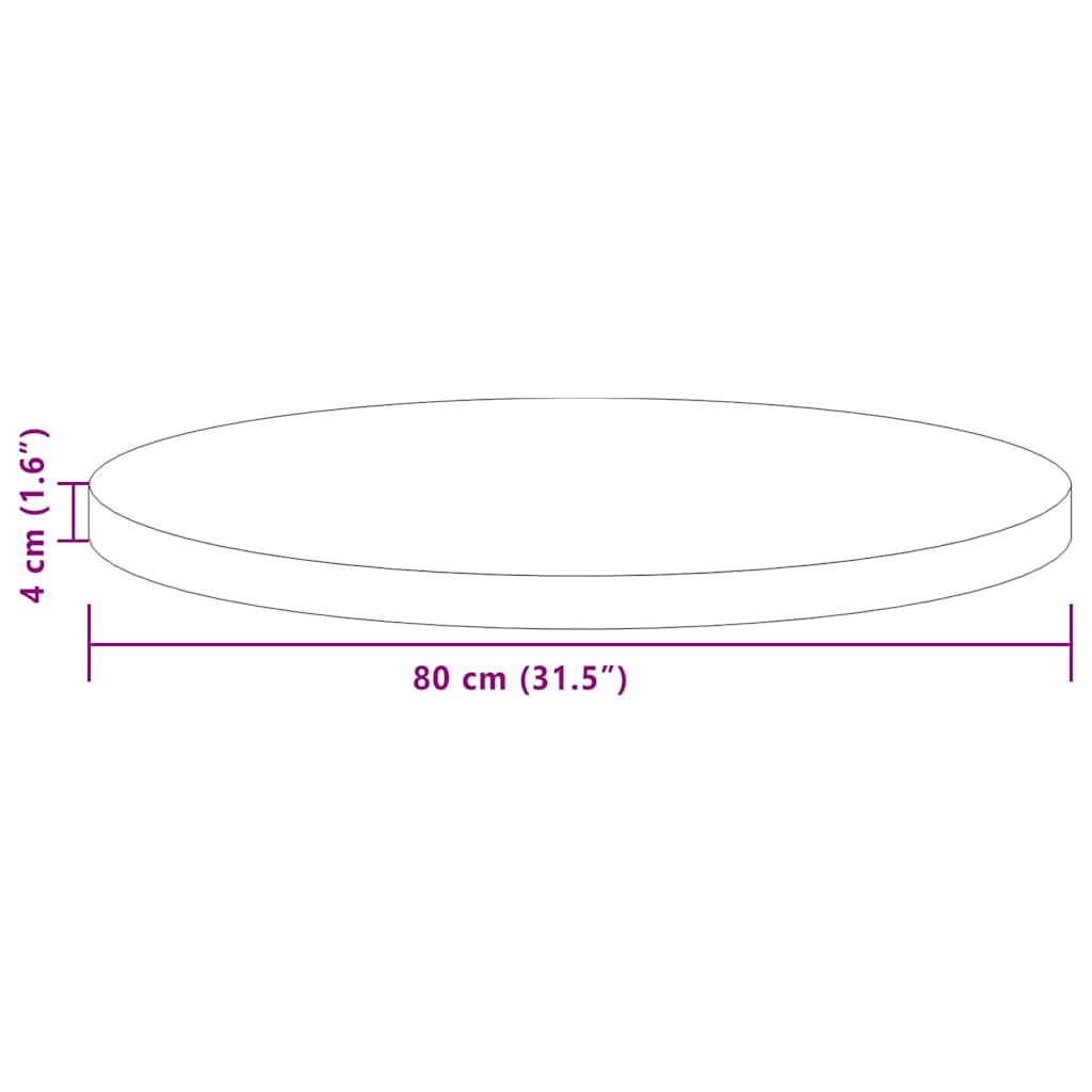 vidaXL Καπάκι τραπεζιού Ανοιχτό καφέ Ø 80 x 4 cm Στερεό ξύλο δρυός