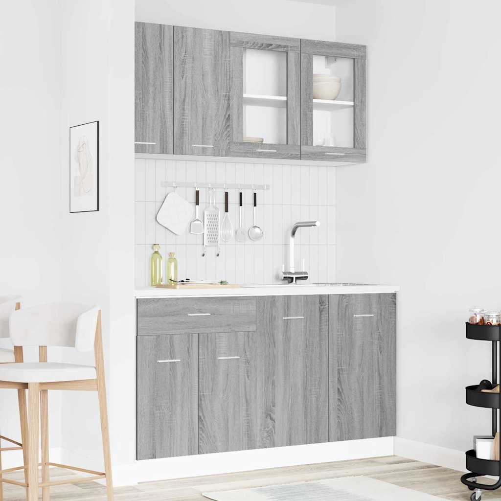vidaXL Σετ ντουλαπιών κουζίνας με συρτάρι Lyon 4 pcs Γκρι sonoma