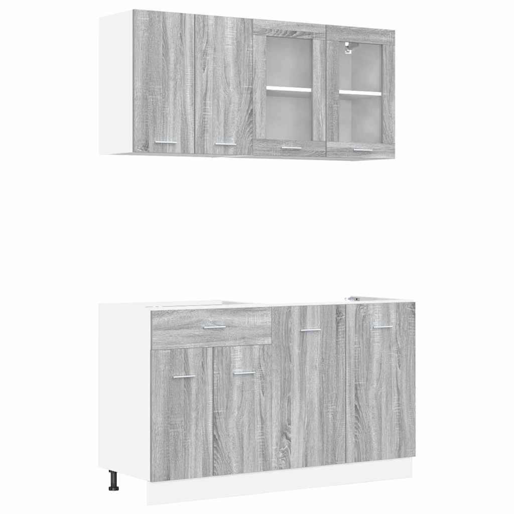 vidaXL Σετ ντουλαπιών κουζίνας με συρτάρι Lyon 4 pcs Γκρι sonoma
