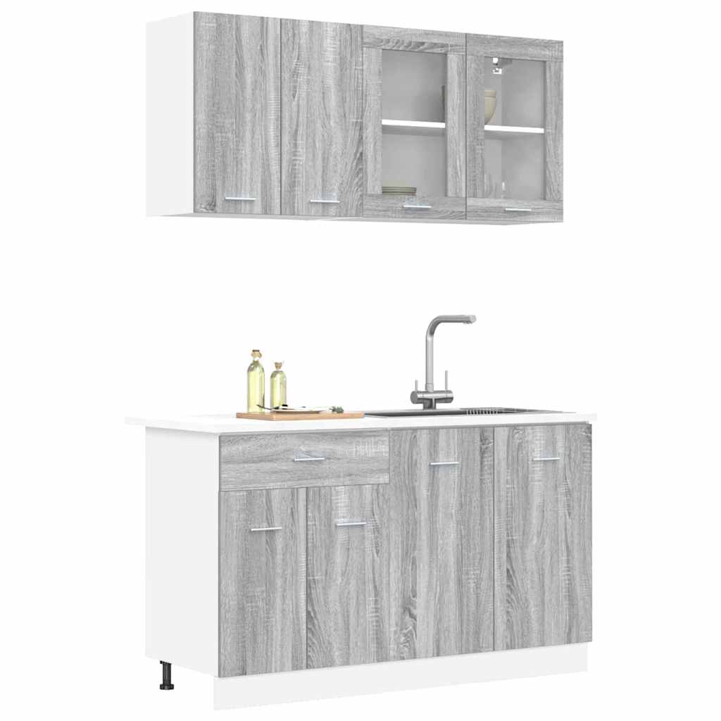 vidaXL Σετ ντουλαπιών κουζίνας με συρτάρι Lyon 4 pcs Γκρι sonoma