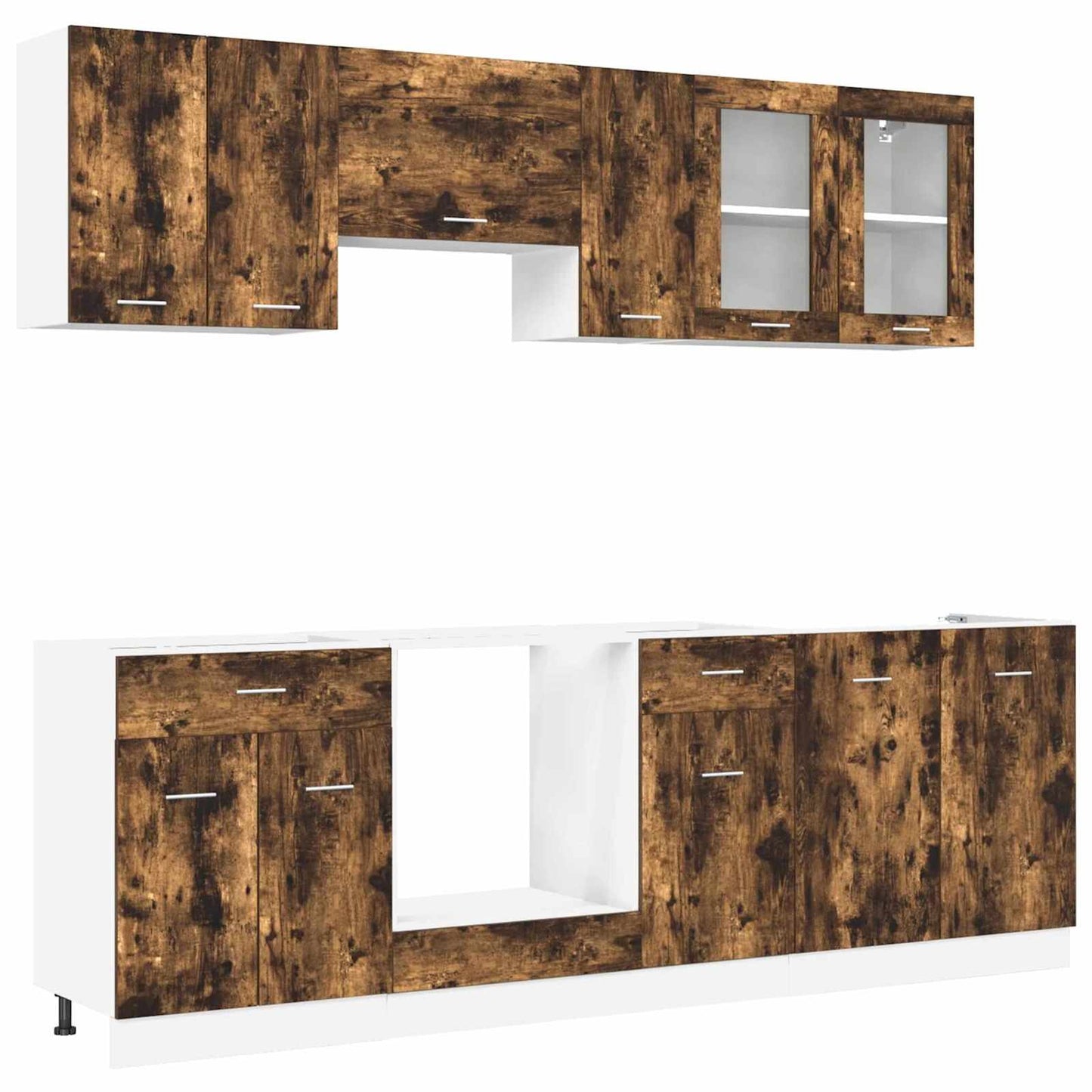 vidaXL Σετ Ντουλάπια Κουζίνας με συρτάρι Lyon 8 pcs Καπνιστή δρυς