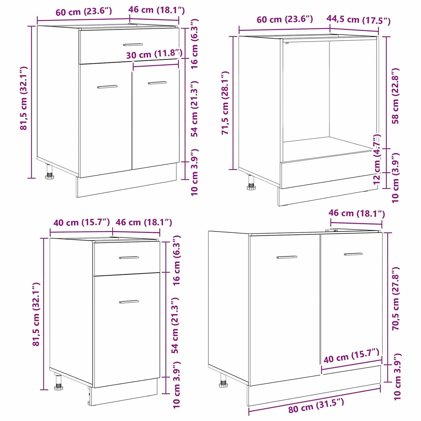 vidaXL Σετ Ντουλάπια Κουζίνας με συρτάρι Lyon 8 pcs Καπνιστή δρυς
