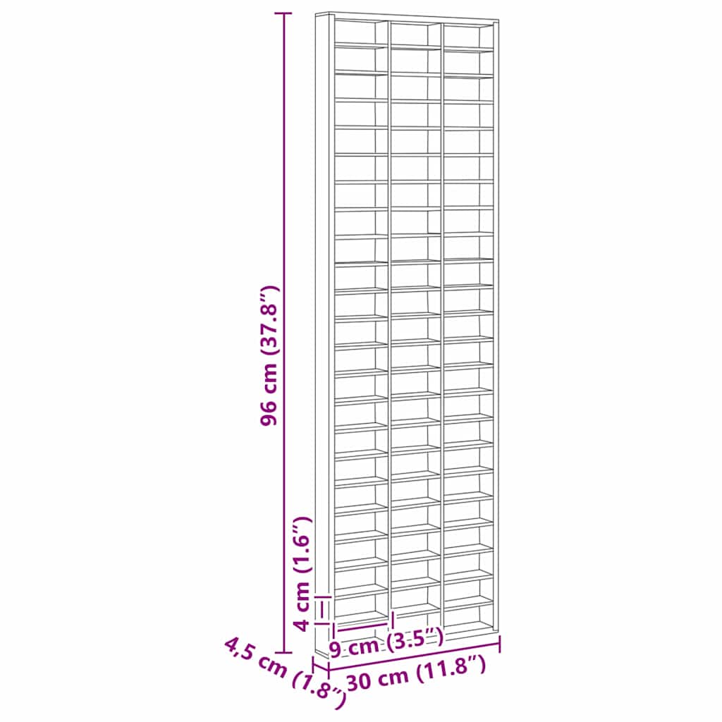 vidaXL Θήκη Επίδειξης Καφέ 30 x 4.5 x 96 cm Επεξεργασμένο ξύλο