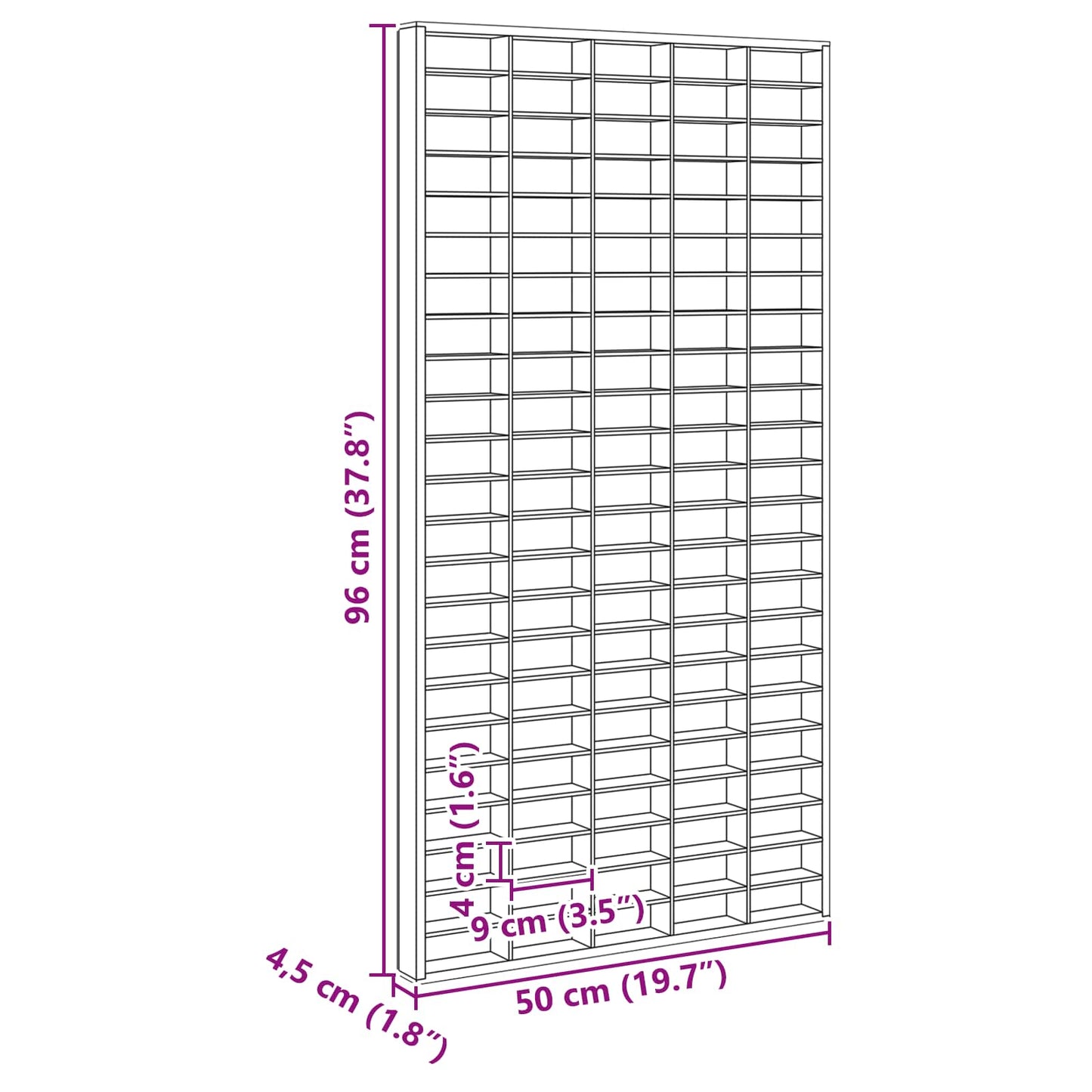 vidaXL Κάθετο Εκθετήριο Τοίχου Επιτοίχιο Μπεζ 50 x 4,5 x 96 εκ