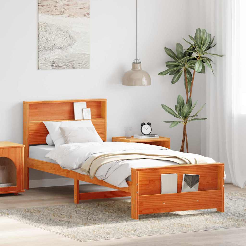 vidaXL Σκελετός Κρεβατιού Κερωτό καφέ 90 x 200 cm Επεξεργασμένο ξύλο